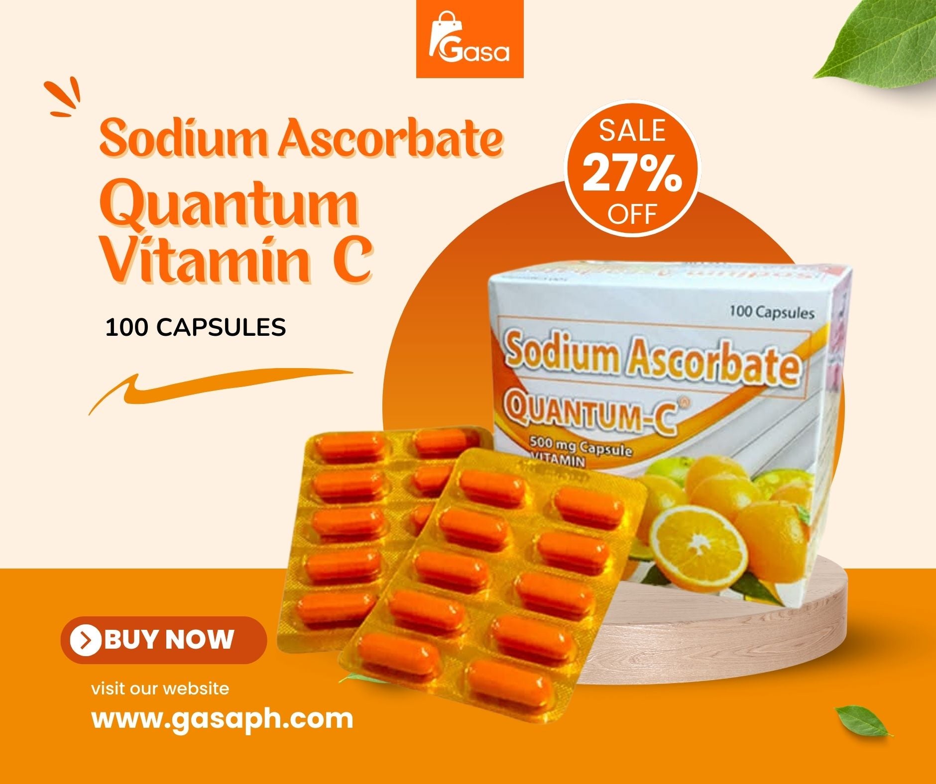 Premium Quantum C Sodium Ascorbate (Vitamin C) 500mg 100capsules