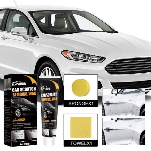 Car Scratch Removal Wax Multipurpose Repair & Remove Stains Agent with sponge and towel