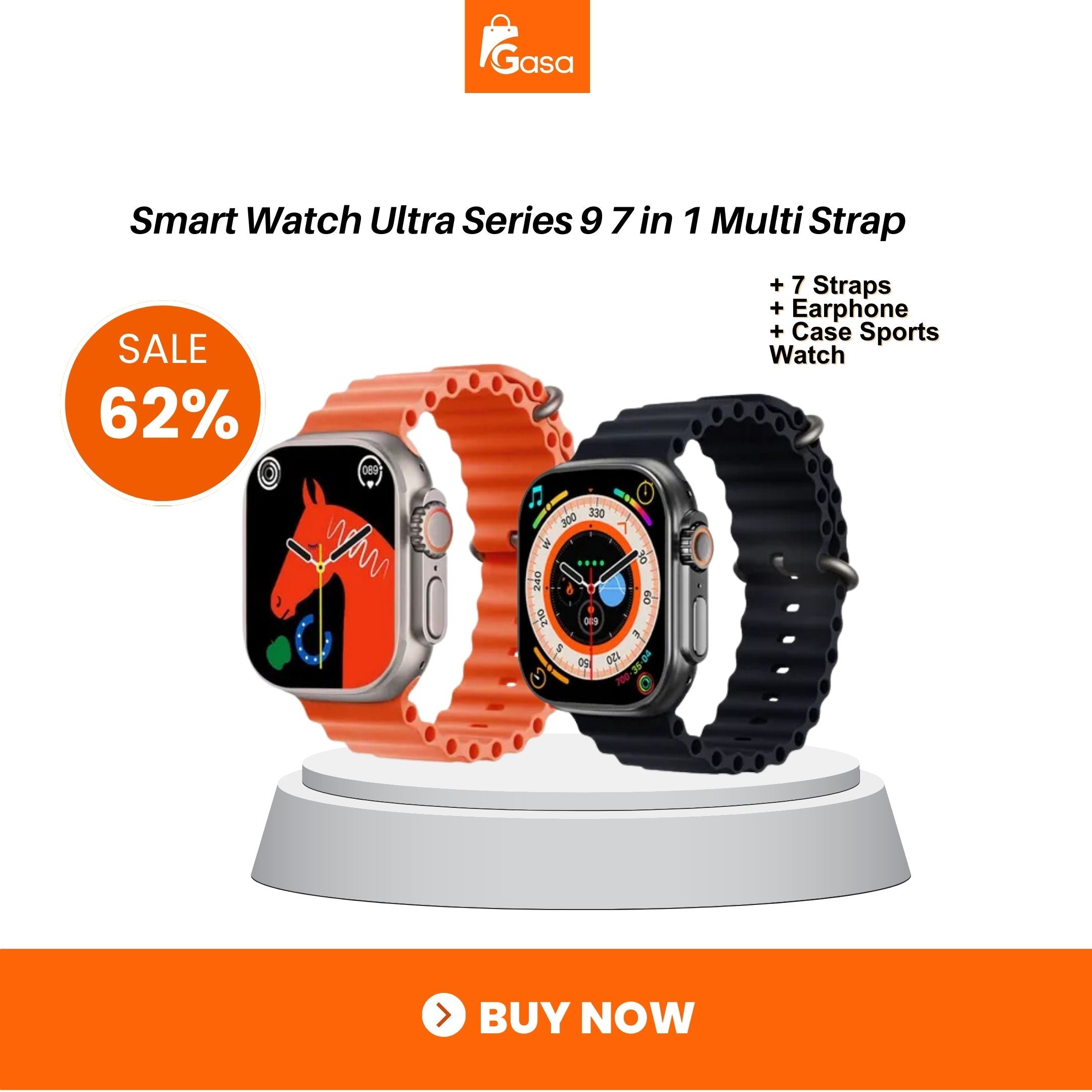 Smart Watch Ultra Series 9 7 + 1 + 1 Multi Strap with Ear Phone & Case Sports Watch
