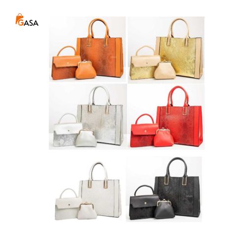 QAZA 3 IN 1 Snake Pattern Luxury Ladies Handbag Set PU Leather