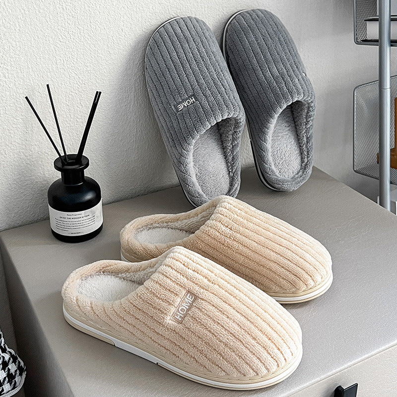 Cotton Slippers Winter Non-slip Home Warm Plush Slippers Household Indoor Couple Women's House Shoes