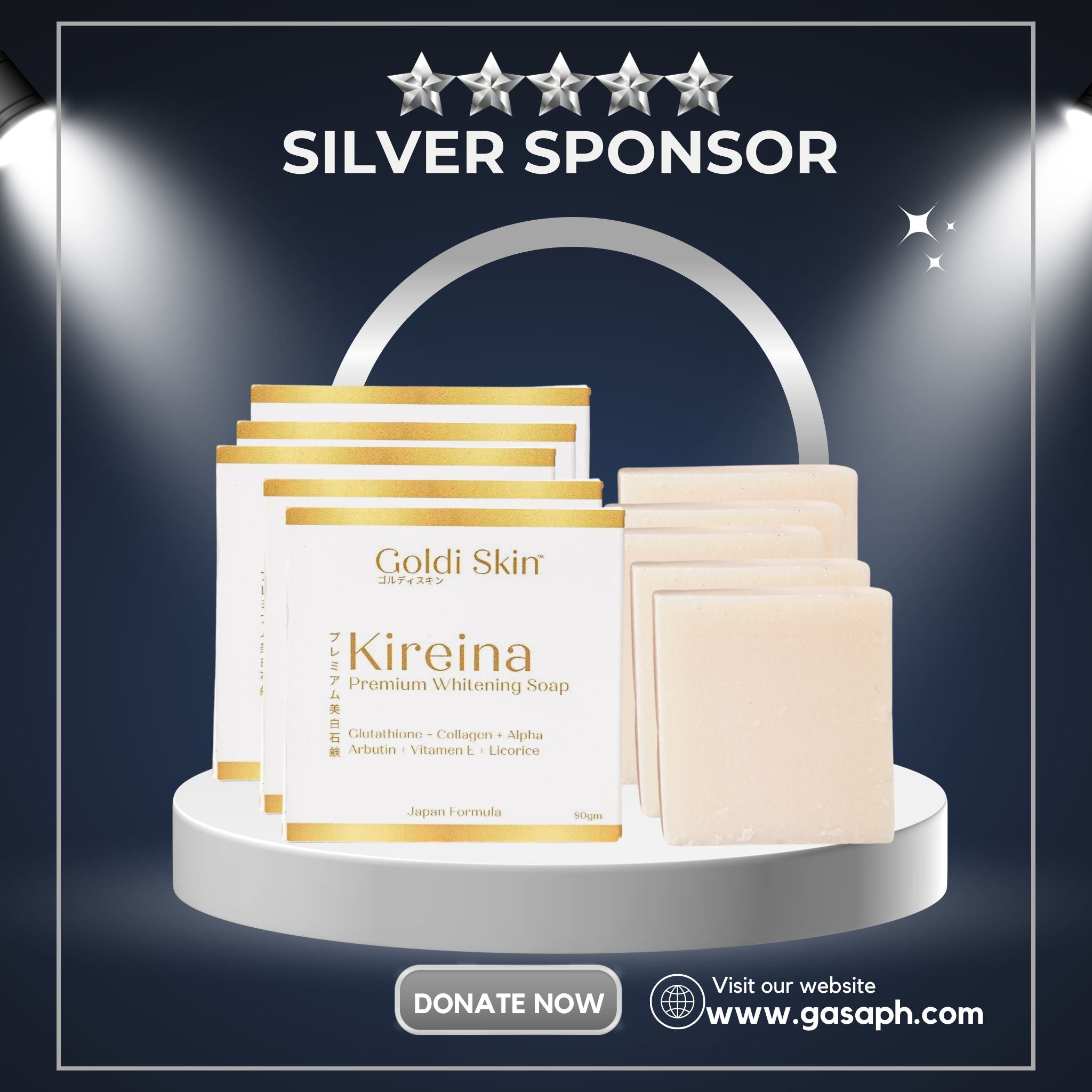 VIP SILVER SPONSOR- 5 pcs Goldi Skin Premium Whitening Soap